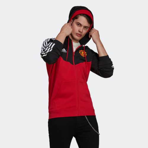 Manchester united 3-stripes full-zip hoodie