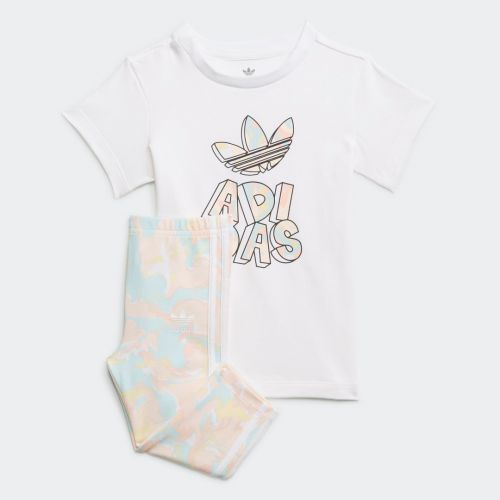 Marble print tee dress and tights set