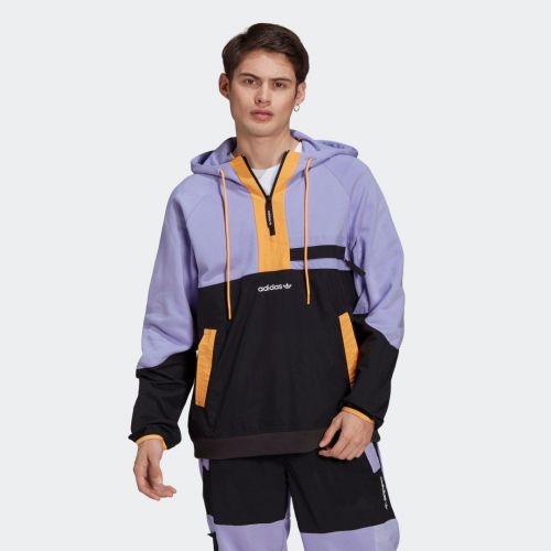 Adidas adventure colorblock mixed material half zip sweat hoodie