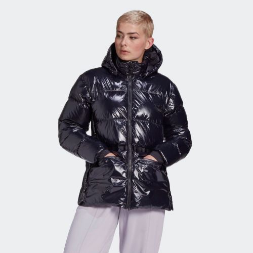 Glossy a-shape down puffer jacket