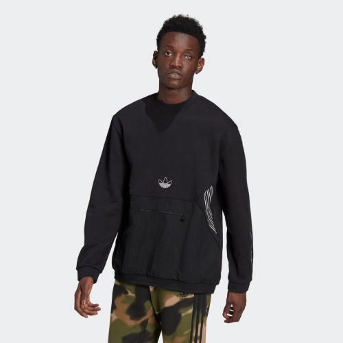 Adidas sprt archive mixed-material crew sweatshirt