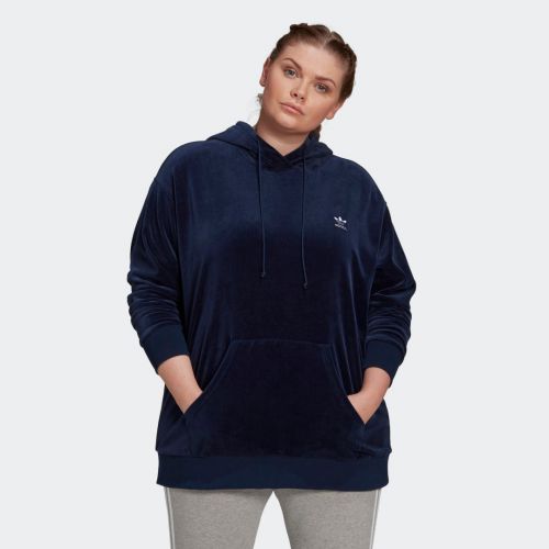 Velour trefoil hoodie (plus size)