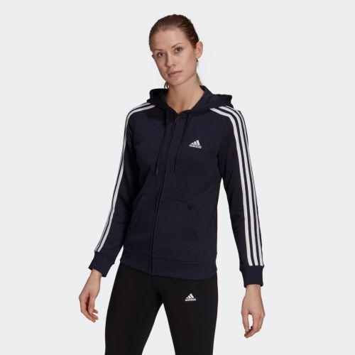 Essentials french terry 3-stripes full-zip hoodie