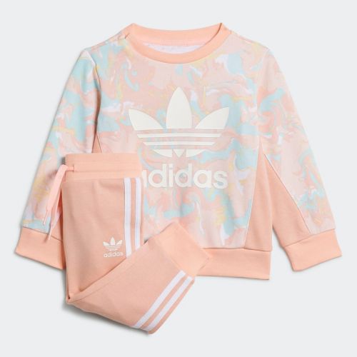 Allover print marble crew set